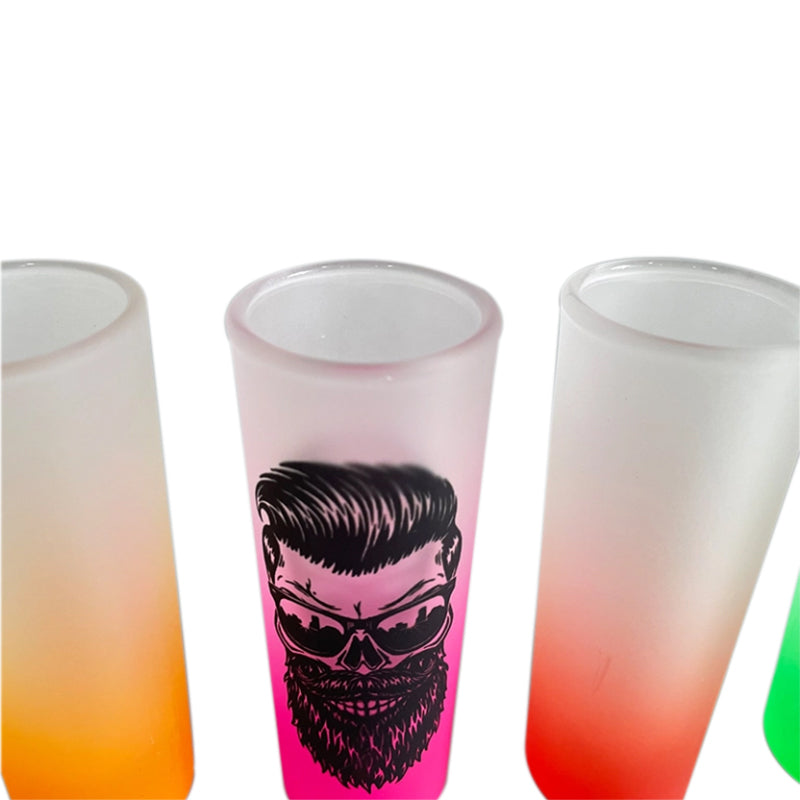 2.5oz frosted Ombre mixed Color Colored Bottom Shot glass for Sublimation Transfer