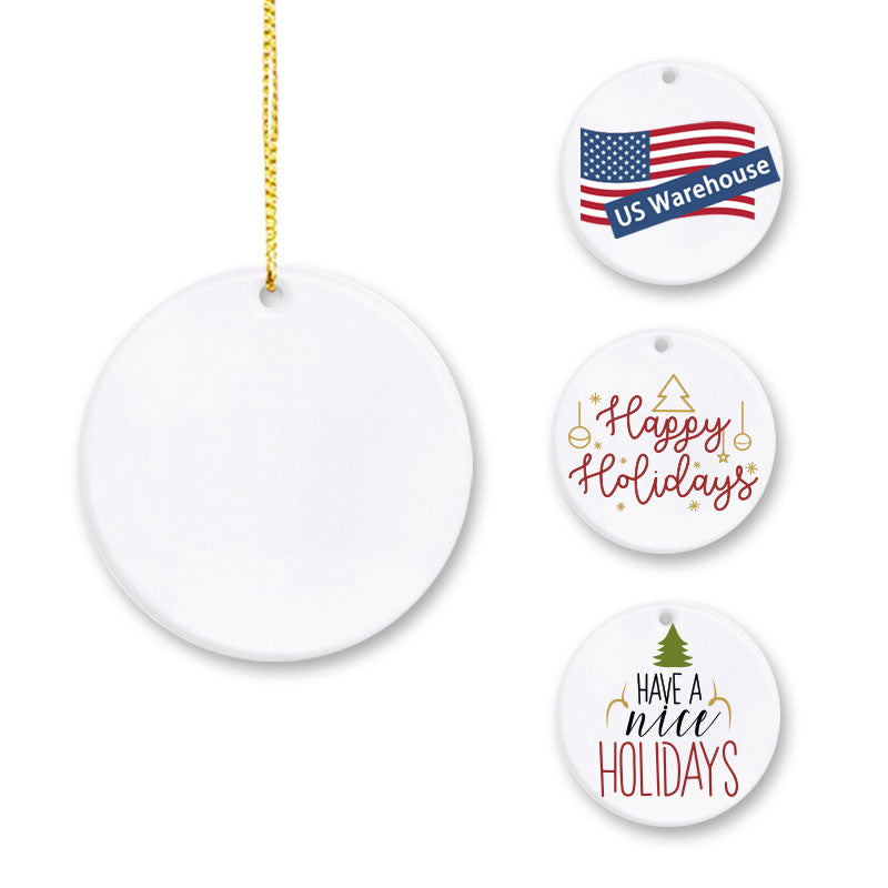 200 Pack Diy Sublimation Blank Ceramic Hanging Holiday Christmas Ornaments Usa Warehouse