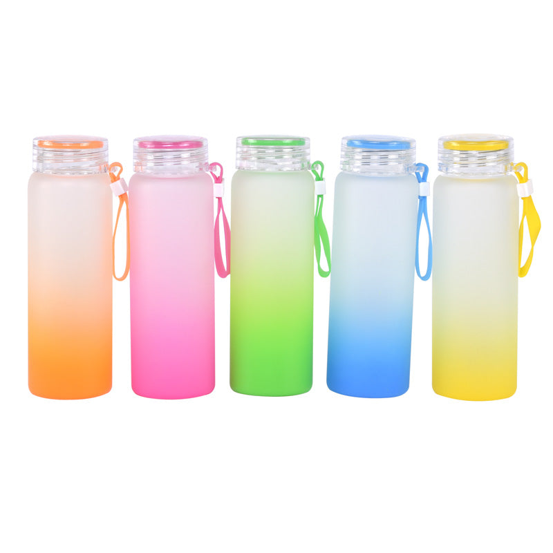 Wholesale 50 Pack Diy Blank 17Oz Sublimation Printing Gradient Colored Portable Glass Water Bottle Tumbler