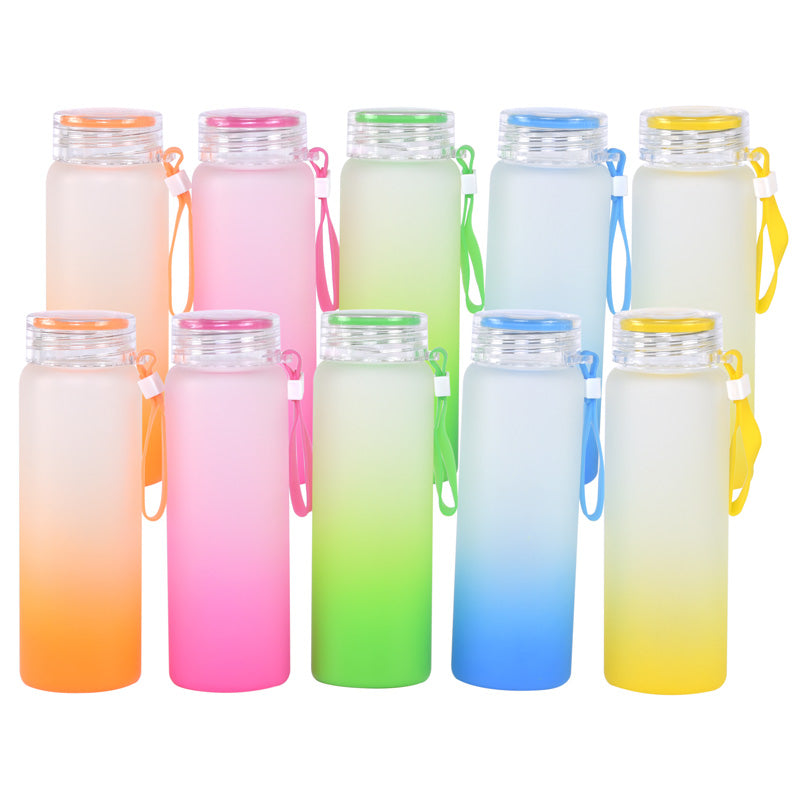 Wholesale 50 Pack Diy Blank 17Oz Sublimation Printing Gradient Colored Portable Glass Water Bottle Tumbler