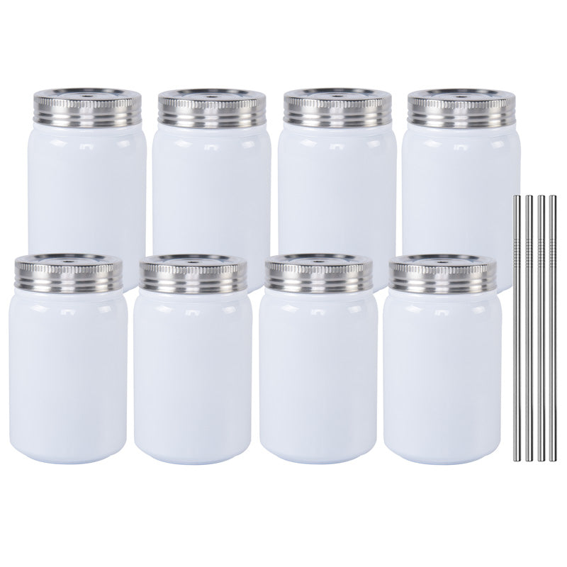 50 Pack 17Oz Vacuum Stainless Steel Straight Sublimation Mason Jars With Lids And Straws