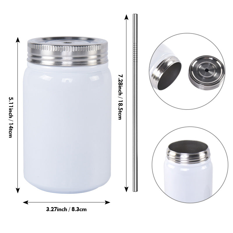 50 Pack 17Oz Vacuum Stainless Steel Straight Sublimation Mason Jars With Lids And Straws