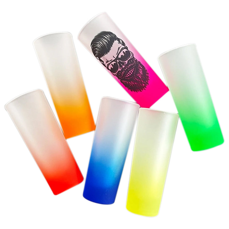 2.5oz frosted Ombre mixed Color Colored Bottom Shot glass for Sublimation Transfer