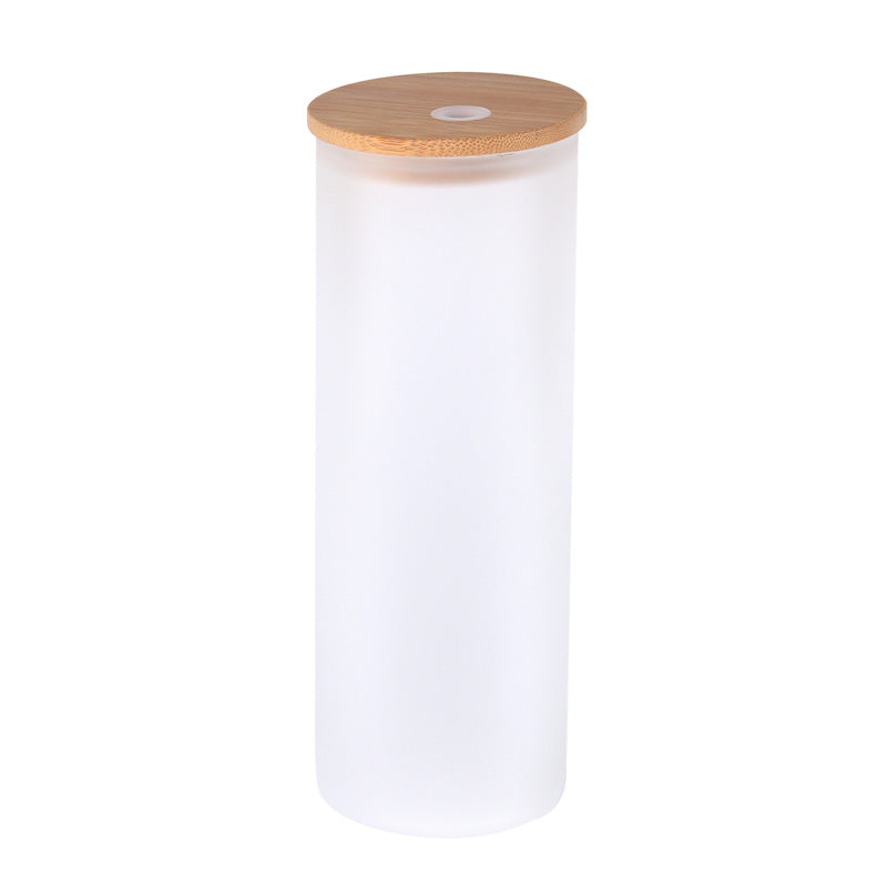 25 Pack 25oz Sublimation Frosted Clear Glass Tumbler Blanks with Bamboo Lids  and Plastic Straw